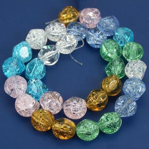 Nugget Crackle Crystal Beads Assortment 9mm 1 Strand