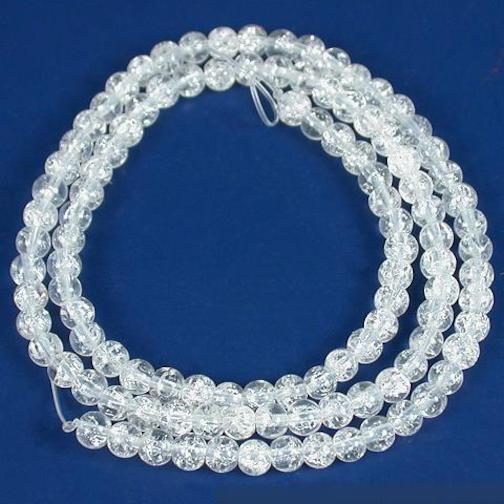 Round Crackle Glass Beads Clear 4mm 1 Strand