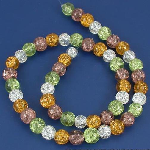Round Crackle Crystal Beads Assortment 8mm 1 Strand