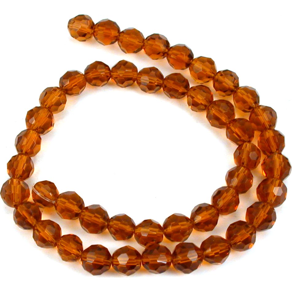 Round Faceted Glass Beads Topaz 8mm 1 Strand