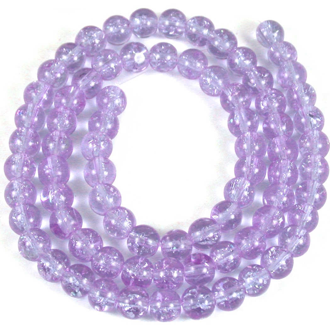 Round Crackle Glass Beads Violet 6mm 1 Strand