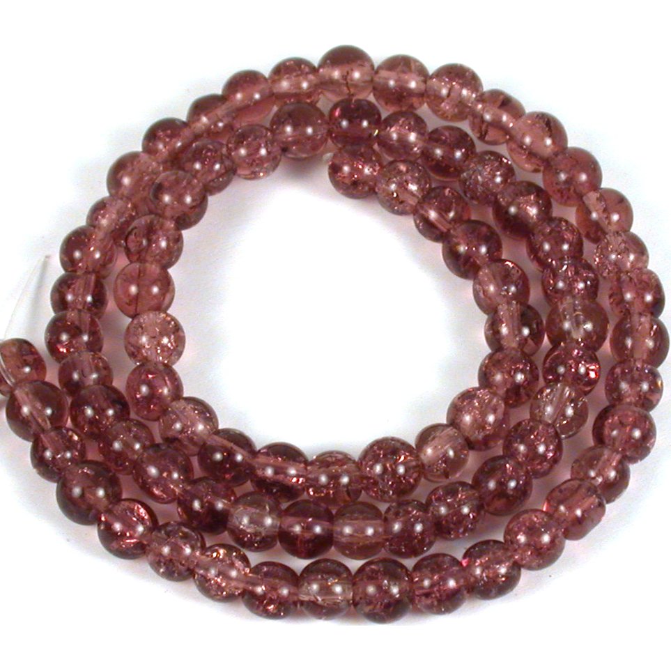 Round Crackle Glass Beads Purple 5.5mm 1 Strand