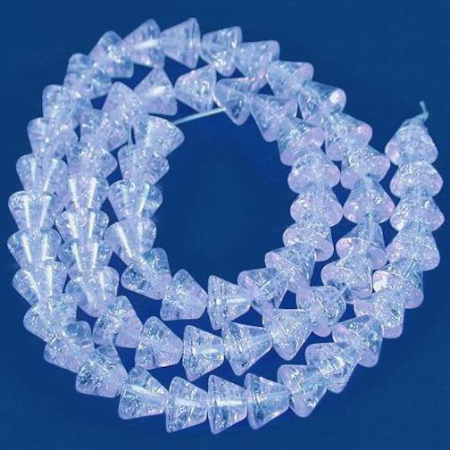 Cone Crackle Glass Beads Blue 1 Strand