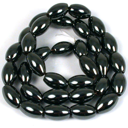 Hematite Rice Beads 12mm 16" Strand