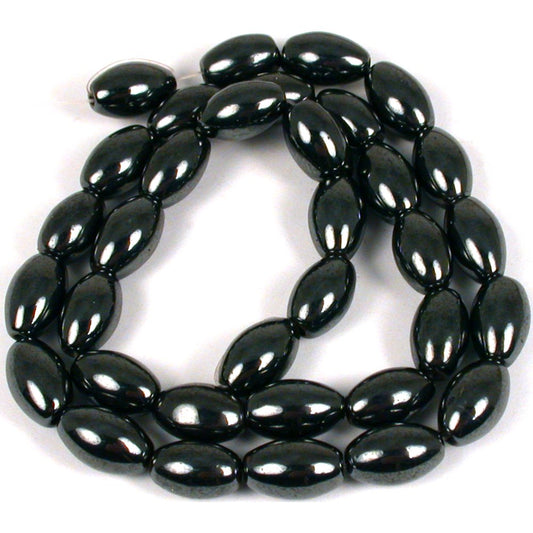 Hematite Rice Beads 12mm 15" Strand