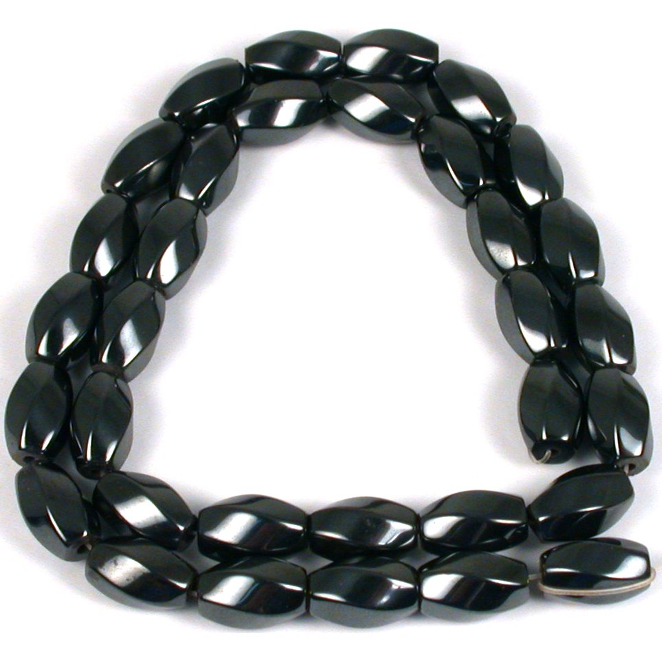 Hematite Twisted Beads 12mm 15" Strand