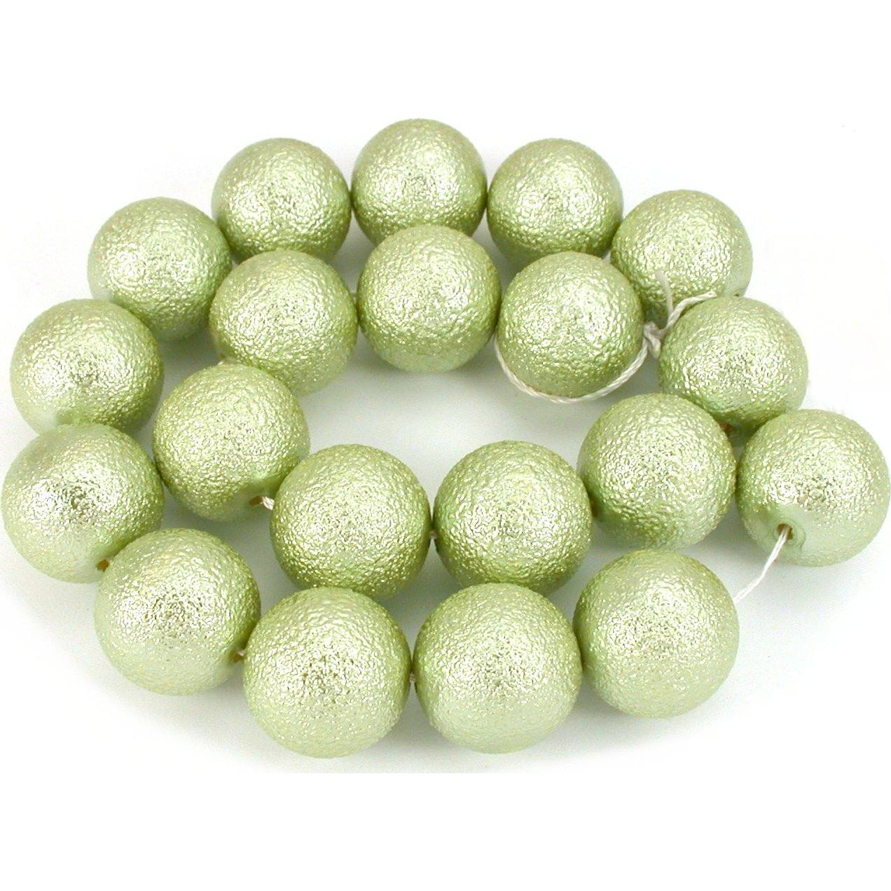 Round Glass Textured Pearl Beads Light Green 20mm 1 Strand