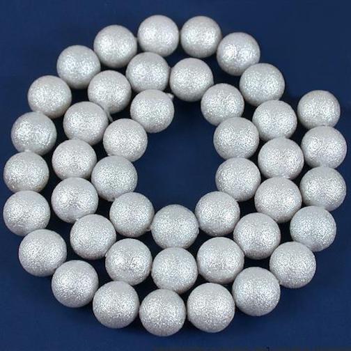 Glass Textured Pearl Beads Silver 8.5mm 1 Strand