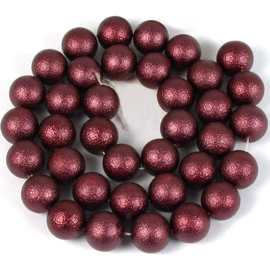 Glass Textured Pearl Beads Purple 10.5mm 1 Strand