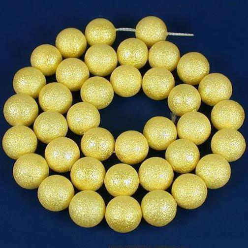 Glass Textured Pearl Beads Yellow 10.5mm 1 Strand