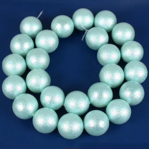 Glass Textured Pearl Beads Blue 14.5mm 1 Strand
