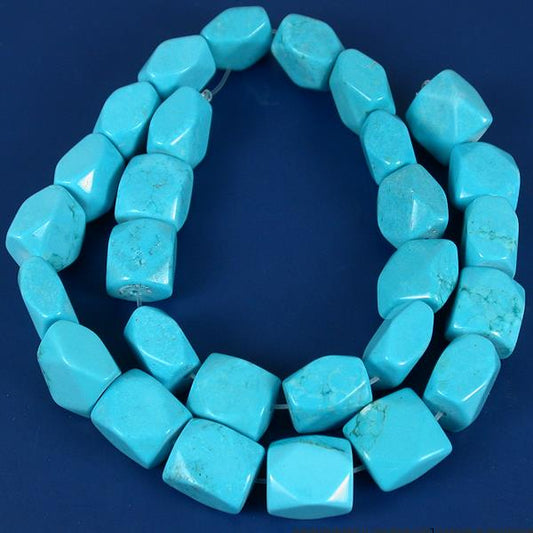 Turquoise Rectangle Faceted Beads 14mm 1 Strand