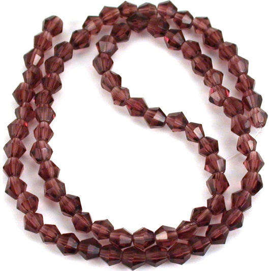 Bicone Faceted Glass Beads Amethyst 4mm 1 Strand