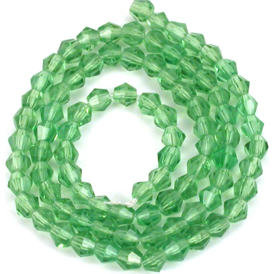 Bicone Faceted Glass Beads Green 4mm 1 Strand