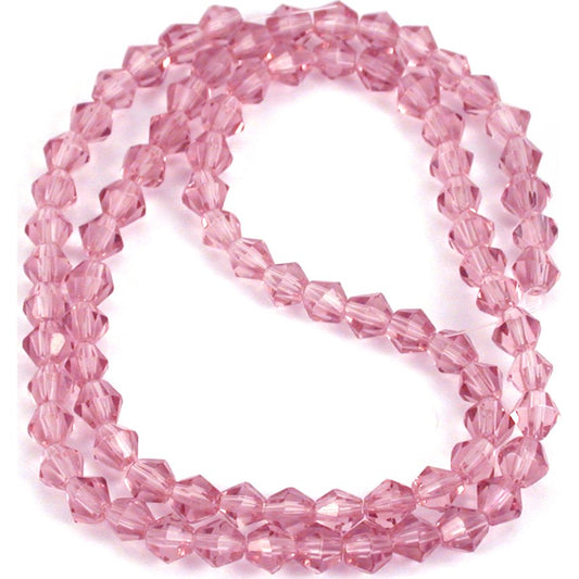 Bicone Faceted Glass Beads Light Amethyst 4mm 1 Strand