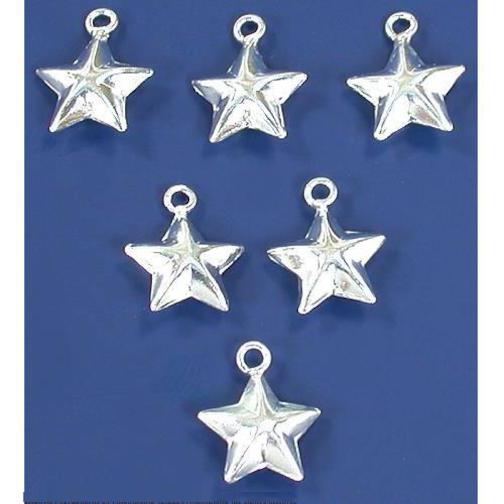 Star Charms Sterling Silver 12.5mm 6Pcs