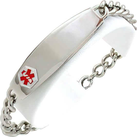 Medical ID Information Bracelet Stainless Steel 8" & Jewelry Cleaning Wipes