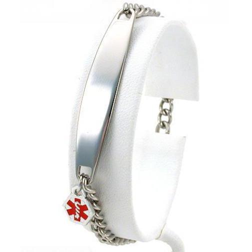 8" & 7" Stainless Steel Medical ID Information Bracelets Kit 2 Pcs