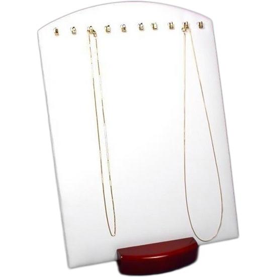 White Faux Leather Rosewood Necklace Pendant Jewelry Display Stand Kit 12 Pcs