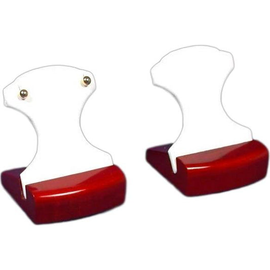 2 White Earring Displays with Rosewood Finish
