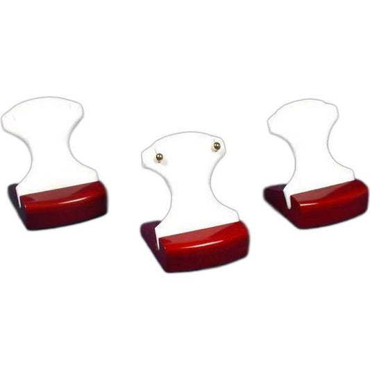 3 White Earring Displays with Rosewood Finish