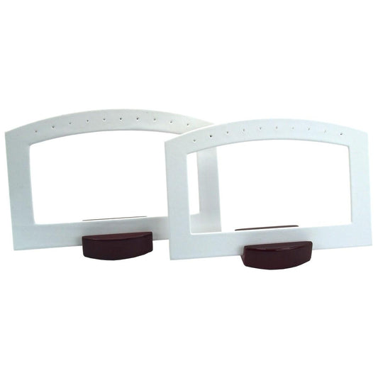 2 White Leather 5 Pair Hoop Earrings Displays Showcase