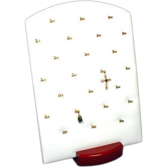 Multi Pendant Display White Faux Leather Rosewood Stained 10"