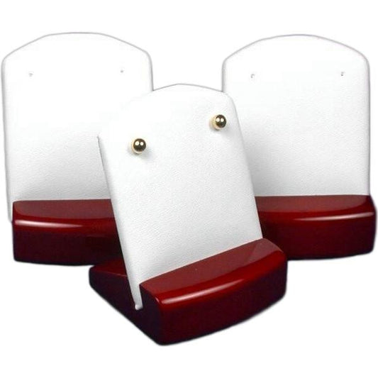 3 Earring Pads White Display w/ Rosewood Showcase Small