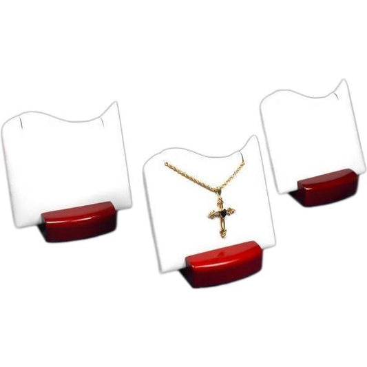 3 White Pendant Displays With Rosewood Finish