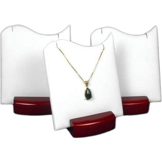 3 White Pendant Displays With Rosewood Finish