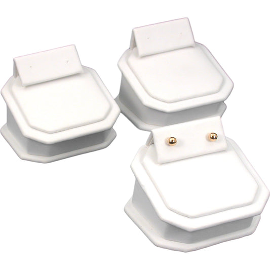 3 White Leather Earring Stands Jewelry Showcase Display