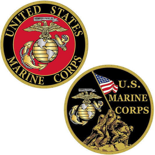 CH1201 Marines Challenge Coin - Iwo Jima Colorized with Raised Details (1-5/8")