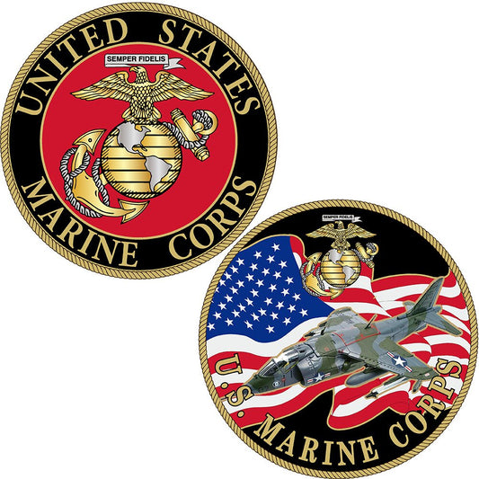 CH1202 Black and Gold U.S. Marine Corps Challenge Coin (1-5/8'')