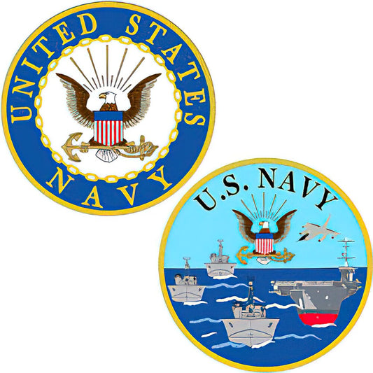 CH1331 Blue U.S. Navy Logo and Ships Challenge Coin (1-3/4'')