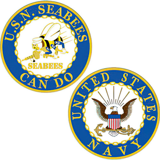 CH1332 Blue U.S. Navy Seabess Logo "Can Do" Challenge Coin (1-5/8'')