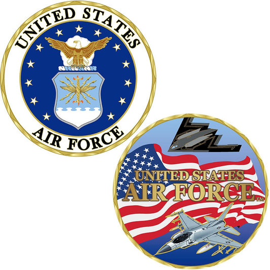 CH1401 U.S. Air Force Aircraft and Logo Challenge Coin (1-3/4'')