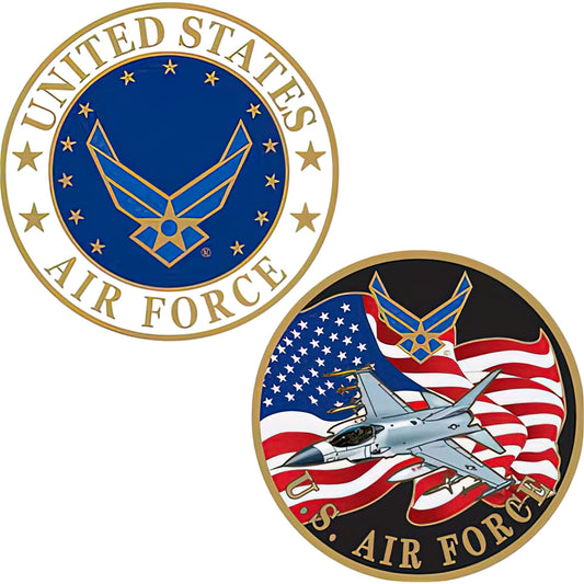 CH1403 Blue U.S. Air Force Aircraft and Logo Challenge Coin (1-3/4'')