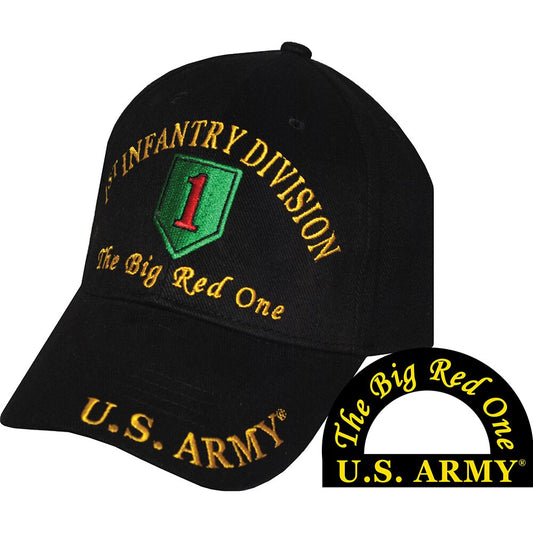 CP00112 Black U.S. Army 1st Infantry Division "The Big Red One" Cap