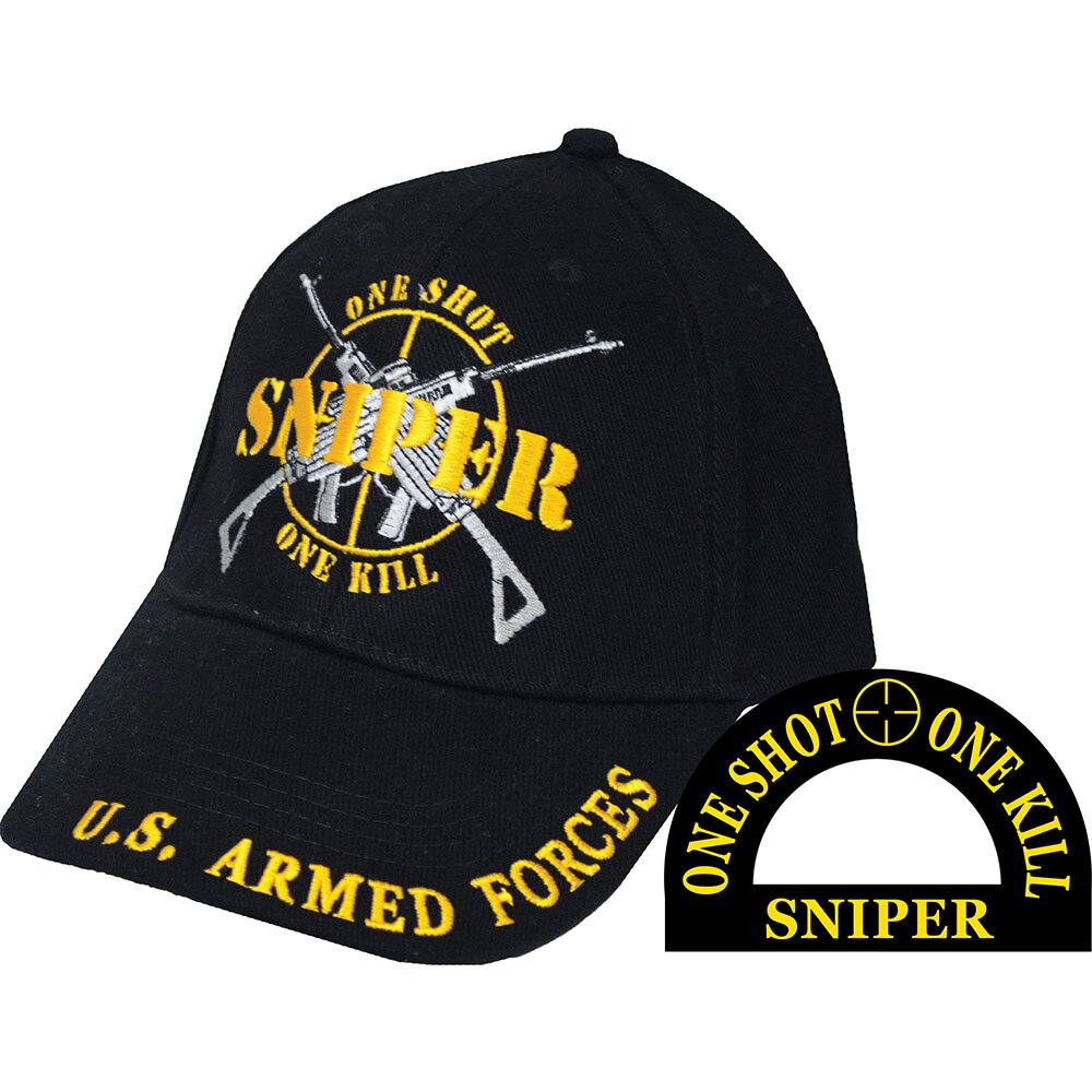 CP00134 Black U.S. Armed Forces Sniper "One Shot, One Kill" Cap