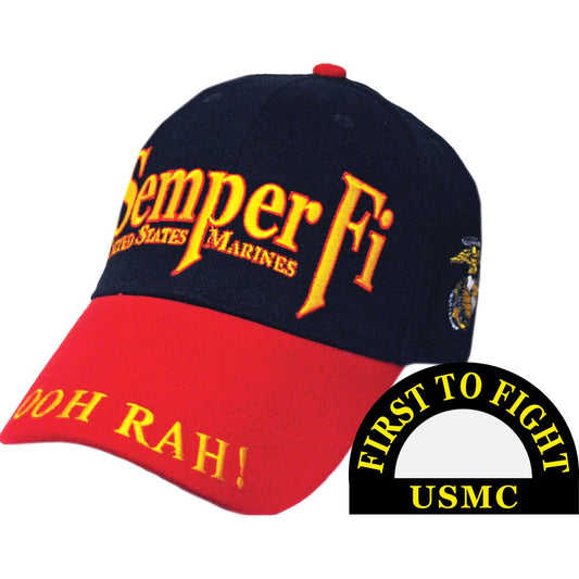 CP00330 Black/Red U.S. Marine Corps Semper Fi "OOH RAH!" Cap