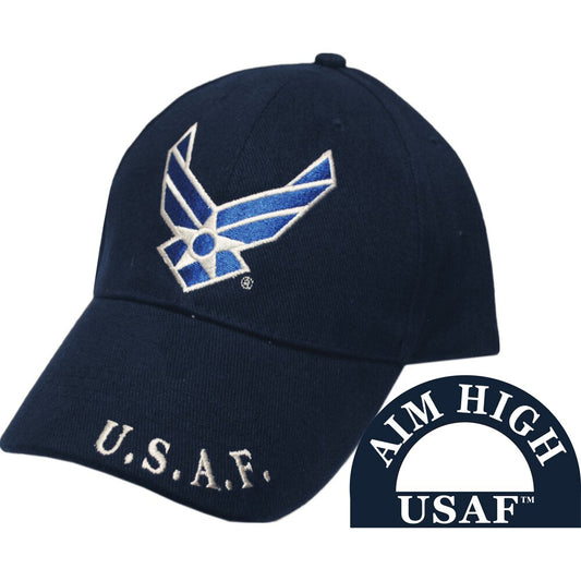 CP00406 Dark Blue U.S. Air Force Symbol "Aim High" Cap