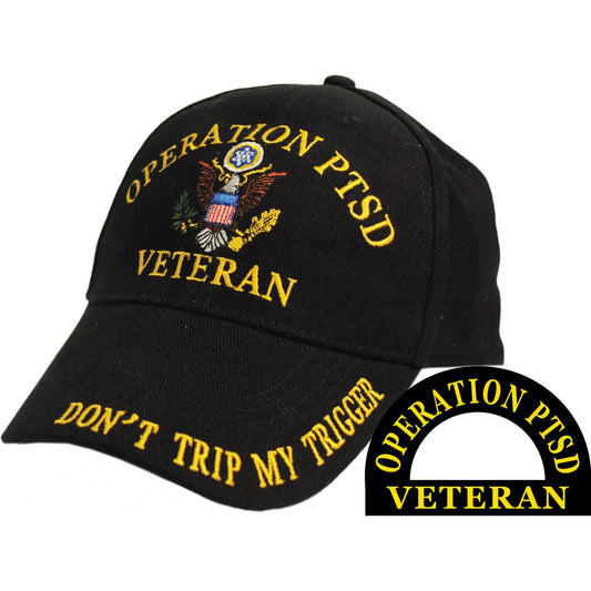 CP00818 Black Operation PTSD Veteran "Don't Trip My Trigger" Embroidered Cap
