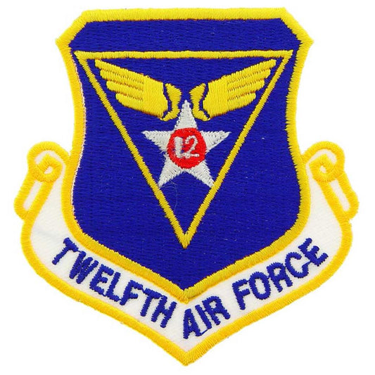 U.S. Air Force 12th Air Force Shield Patch Blue Yellow