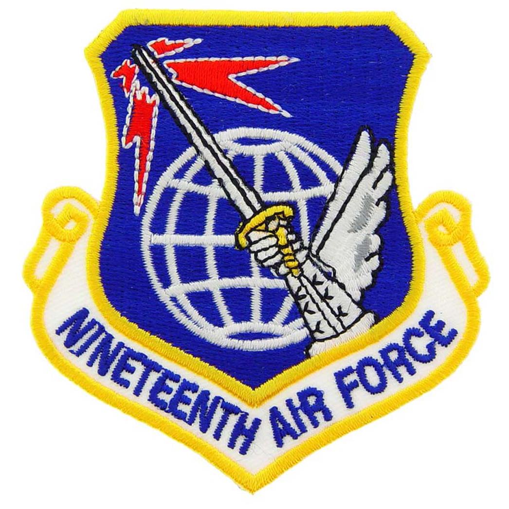 U.S. Air Force 19th Air Force Shield Patch Blue White