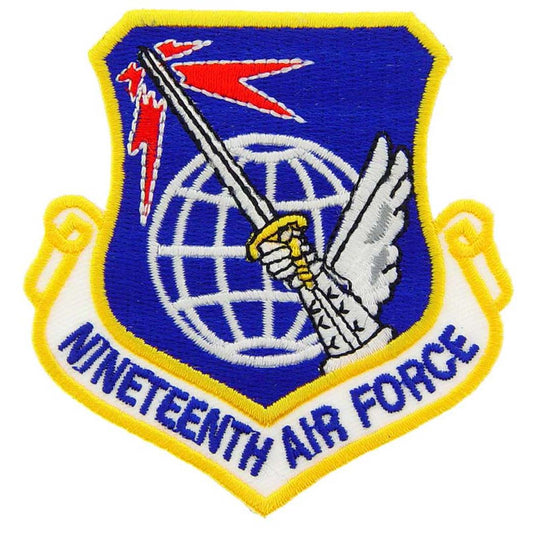 U.S. Air Force 19th Air Force Shield Patch Blue White