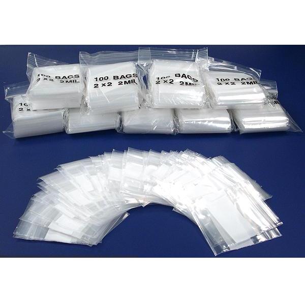 2 x 2, 2 Mil White Block Reclosable Bags, Case of 1000