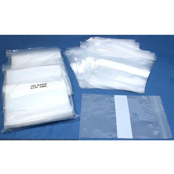 300 White Block Resealable Plastic Bags 8" x 10"