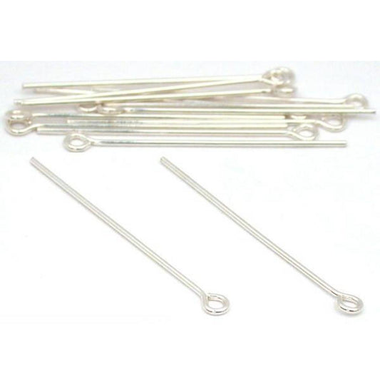 Eye Pins Sterling Silver 22 Gauge 1" 12Pcs
