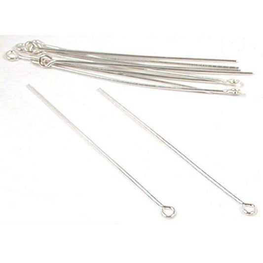 Eye Pins Sterling Silver 22 Gauge 1 1/2" 10Pcs