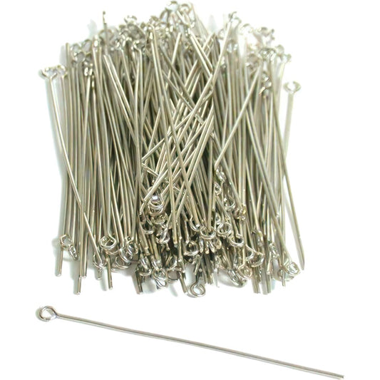 Eye Pins White Plated 21 Gauge 2" 100Pcs
